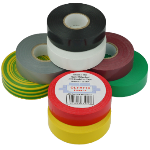 093-252-030 Olympic PVC Insulating Tape 19 x 33Mtrs BSl Approved (Green/Yellow)