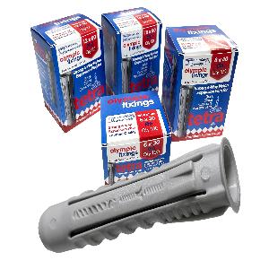050-085-015 Olympic Nylon Wall Plug Drill Size 6 Screw 6/8 and 10 Box 200